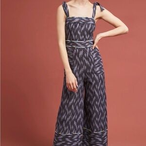 Anthropologie ett/twa Navy Patterned Jumpsuit